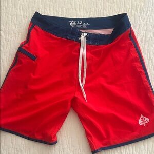 Red and Navy Men's Swim Shorts